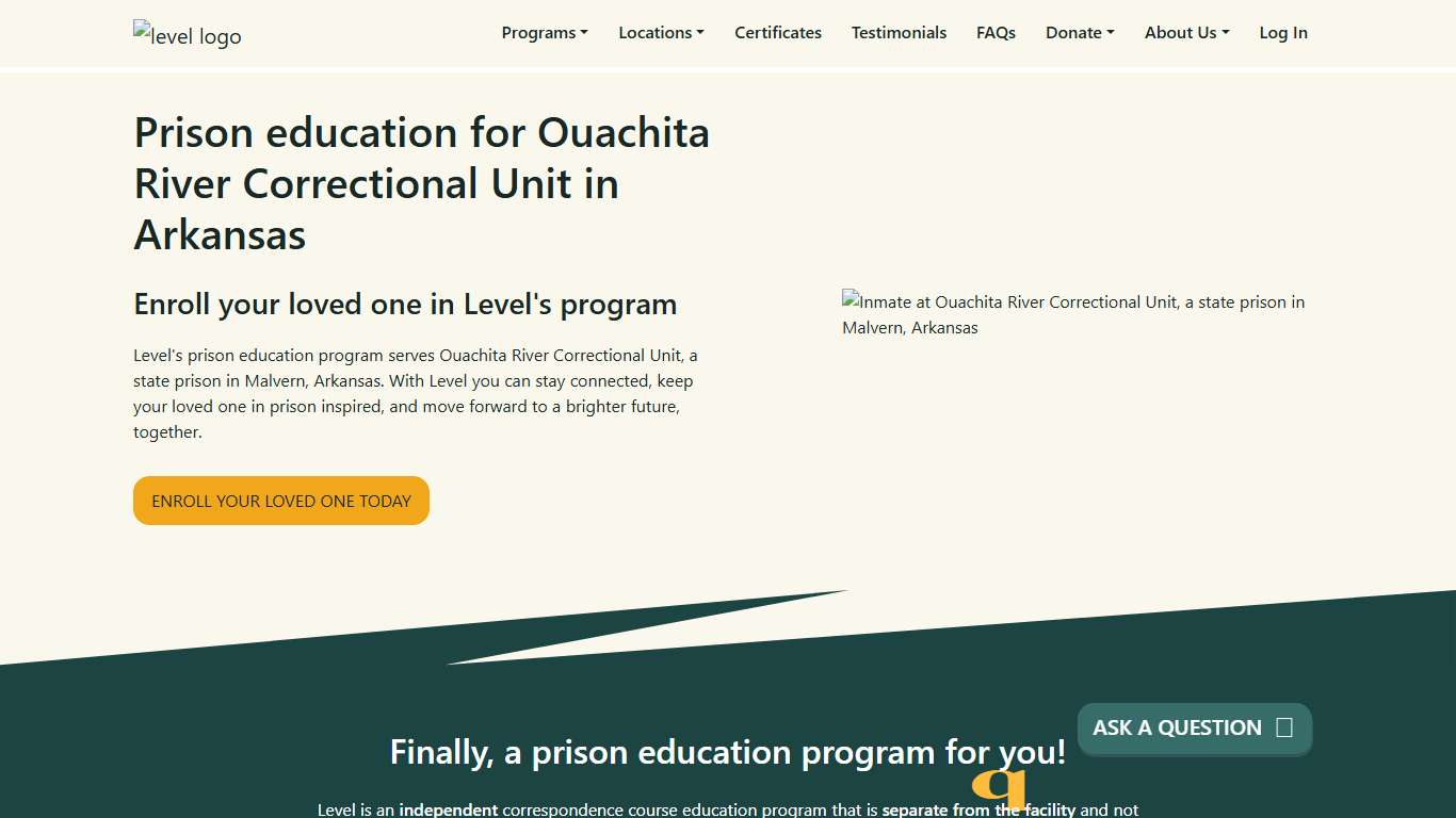Prison Education For Ouachita River Correctional Unit - Level